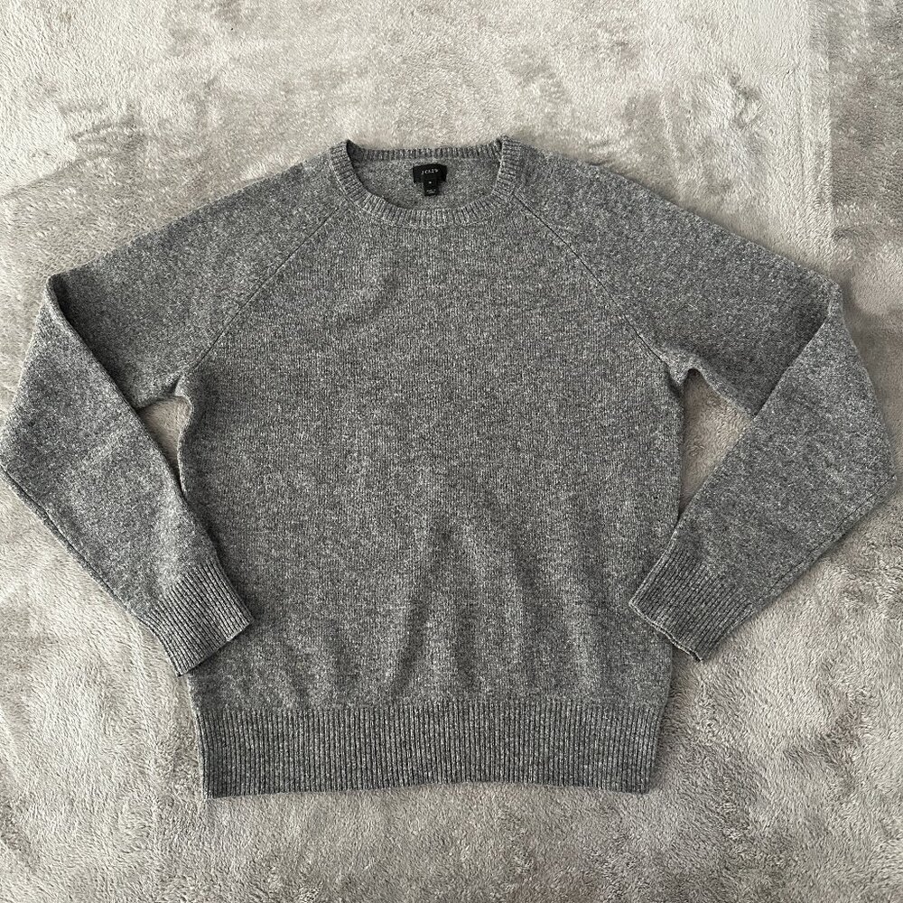 J. Crew 100% Lambswool Gray Crew Neck Sweater Men's SMALL